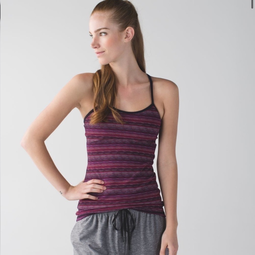 LULULEMON Power Y Tank *Luon in Space Dye Twist Regal Plum Alarming / Naval Blue